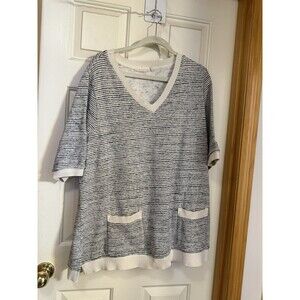 Surround Women’s Plus Size 2X Heathered V-Neck Pocket Knit Pullover Sweater